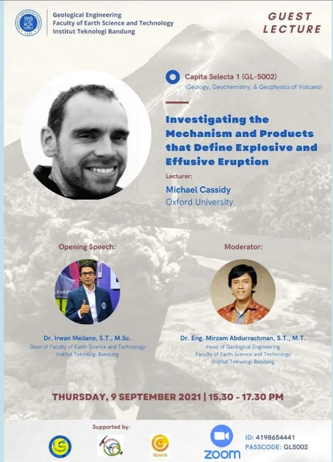 Capita Selecta 1 : Michael Cassidy (Oxford University)-Topic: Investigating the Mechanisms and Products that Define Explosive and Effusive Eruptions