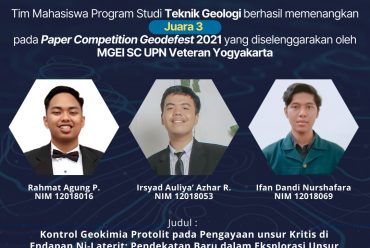 Tim Mahasiswa Program Studi Teknik Geologi Berhasil Meraih 3rd Winner Paper Competition
