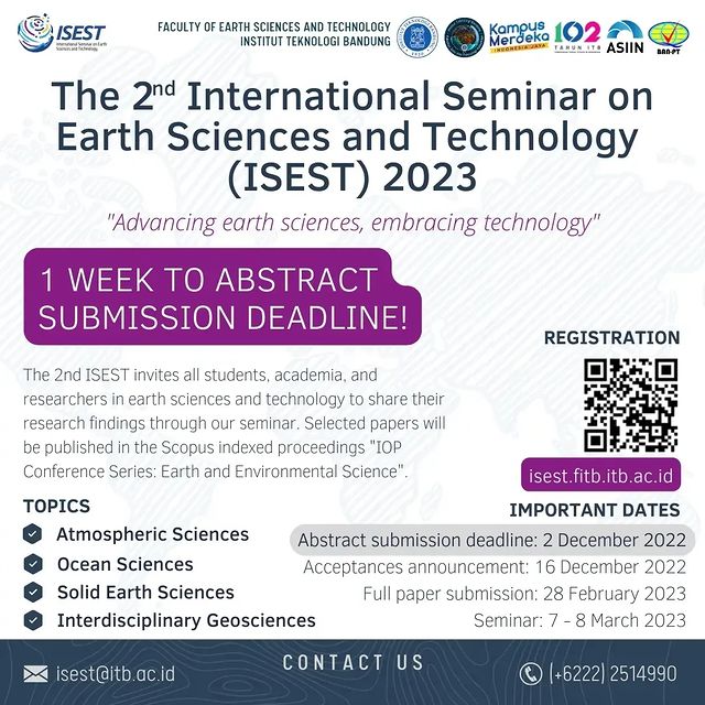 The 2nd International Seminar on Earth Sciences and Technology (ISEST) 2023