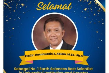 Selamat kepada Prof. Hasanuddin Z. Abidin, M.Sc. Ph.d. sebagai no.1 Earth Sciences Best Scientist in University