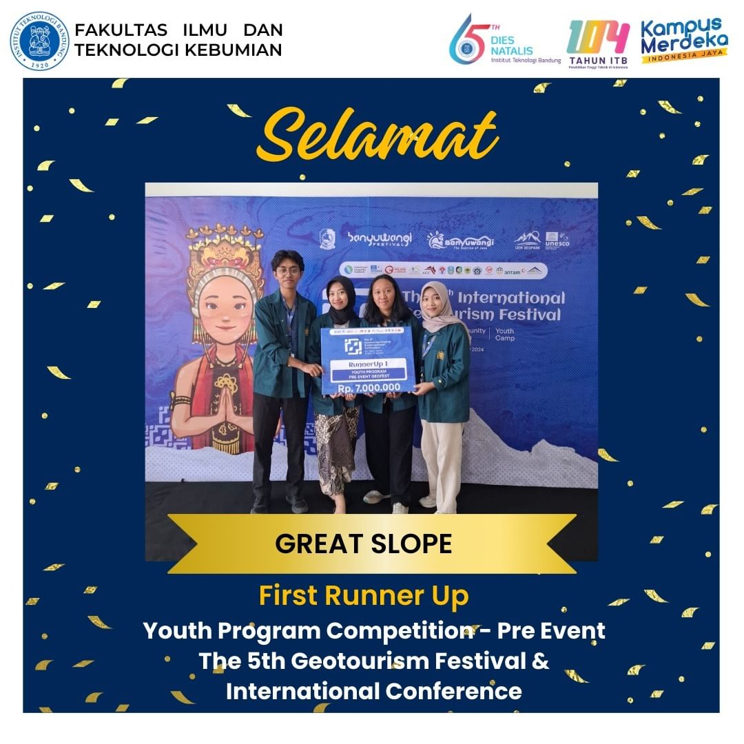 Juara First Runner Up Youth Program Competition dalam Pre Event The 5th Geotourism Festival & International Conference