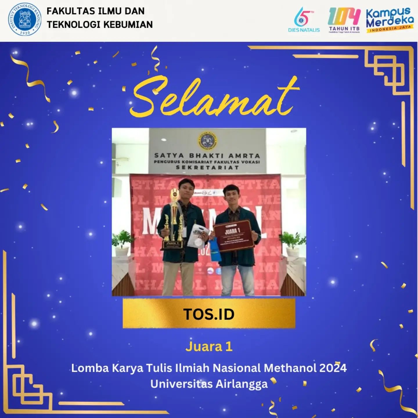 Selamat kepada Mahasiswa Oseanografi yang tergabung dalam Tim TOS.ID: