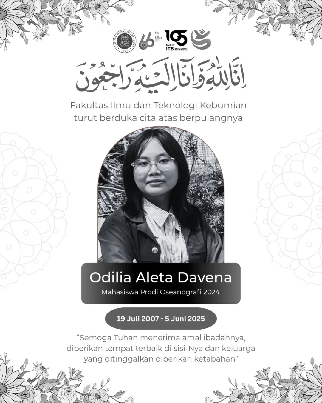 Fakultas Ilmu dan Teknologi Kebumian mengucapkan turut berduka cita.