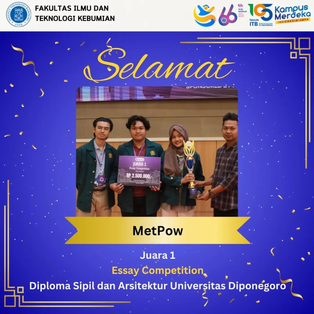 Congratulations to the 1st Place winner in the Essay Competition held by the Diploma in Civil Engineering and Architecture (DIPOVIL) of Diponegoro University.