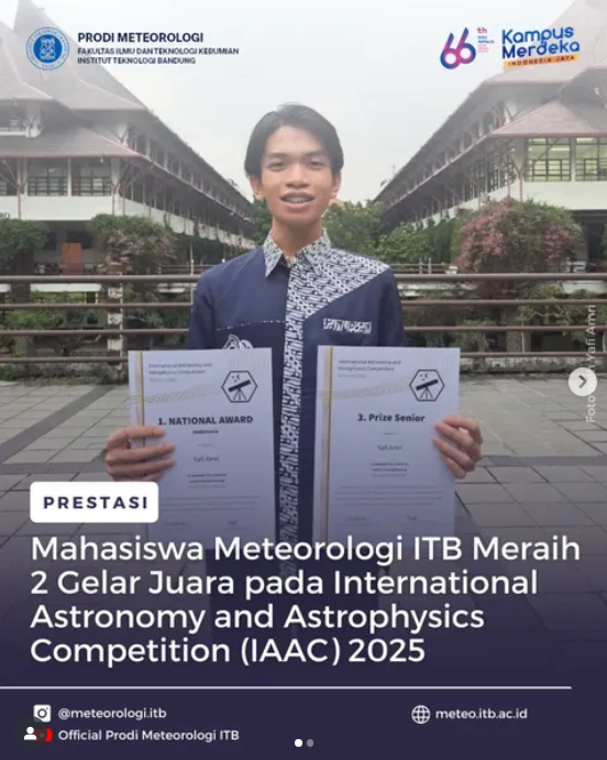 Mahasiswa Meteorologi ITB meraih 2 Gelar Juara pada International Astronomy and Astrophysics Competition (IAAC) 2025