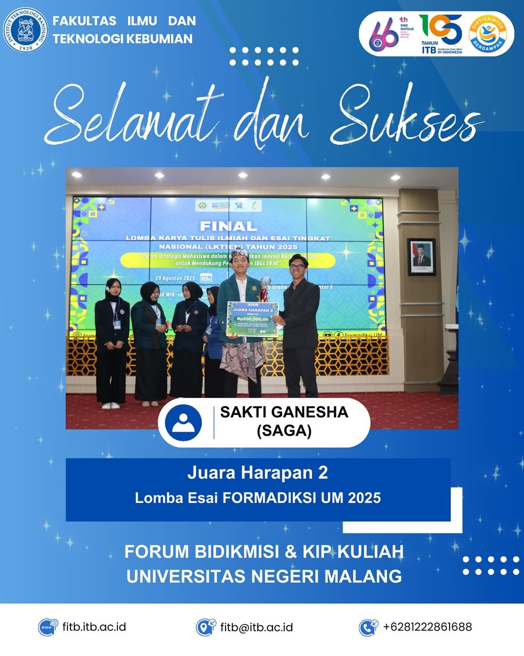Selamat Mendapatkan Juara Harapan 2 Dalam Lomba Esai FORMADIKSI UM 2025