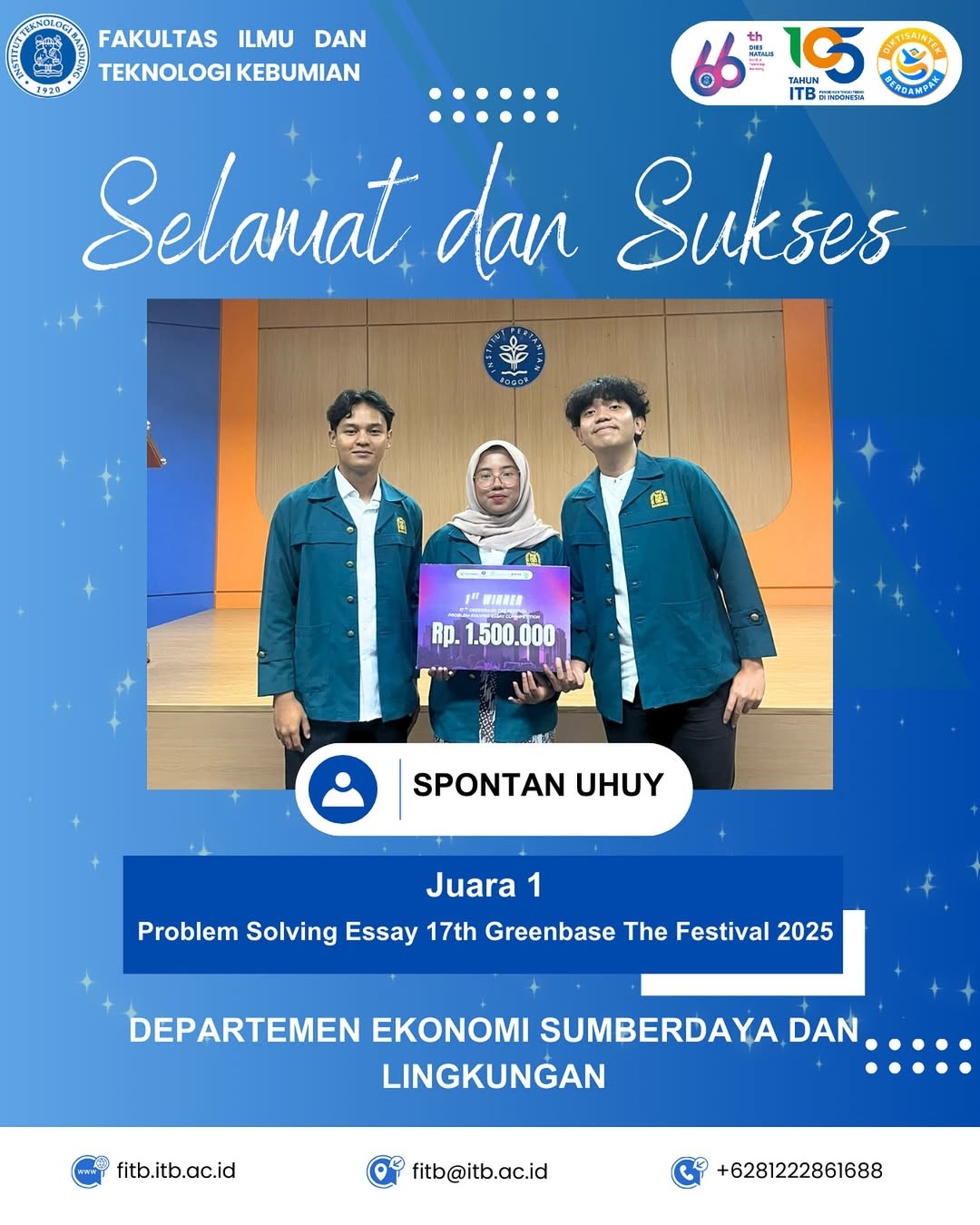 Selamat Mendapatkan Juara 1 Dalam Lomba Problem Solving Essay 17th Greenbase The Festival 2025
