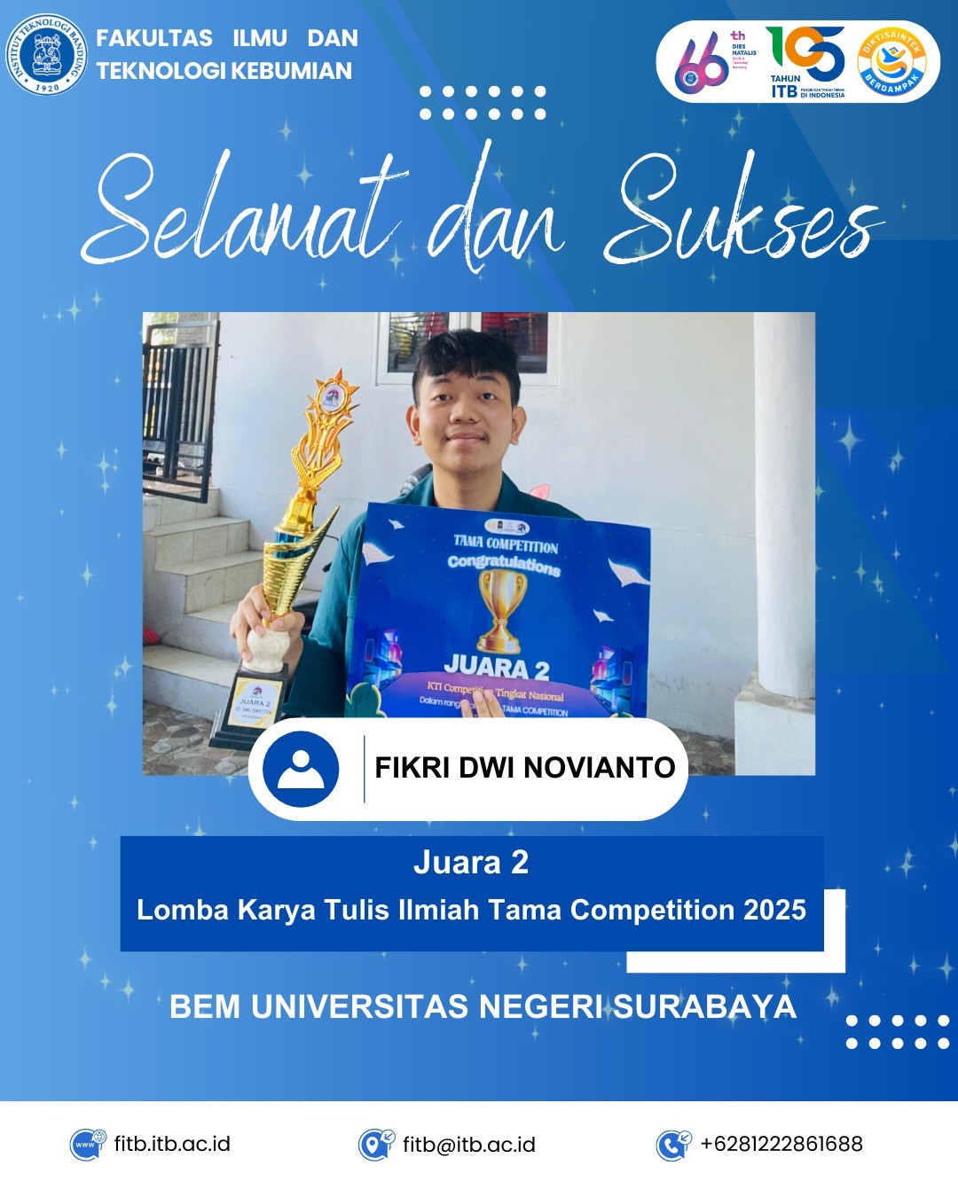 Selamat Juara 2 dalam Lomba Karya Tulis Ilmiah Tama Competition 2025